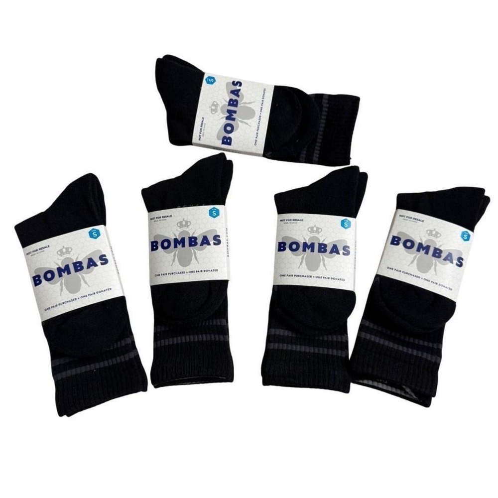 Bombas Womens Small Black Socks With Performance Footbed Honeycomb 5 pairs new